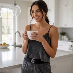 Juicy Couture Pajama Gift Set 2 pc Cami & Long Pant Black Metallic Women Sz S